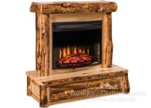 Breckenridge Rustic Fireplace with Mantle & Drawers