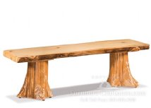 Breckenridge Rustic Flat Bench with Stump Base